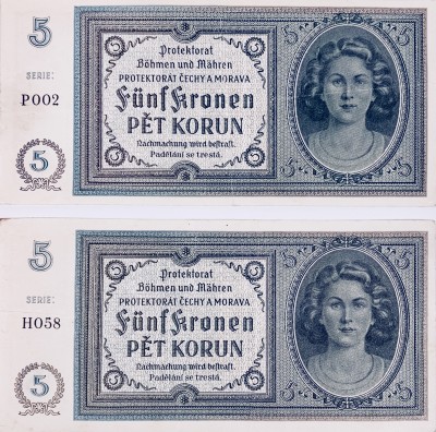5 korun, Protektorát